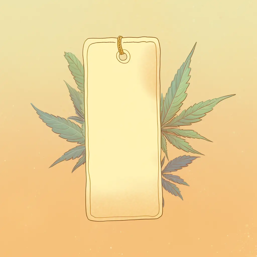 Cannabisblatt in Pastellfarben und Preisschild: Eine kritische Auseinandersetzung mit dem Thema Ein Marihuanablatt mit Preislabel: Die Bedeutung hinter den Cannabis-Social-Clubs in Osnabrück